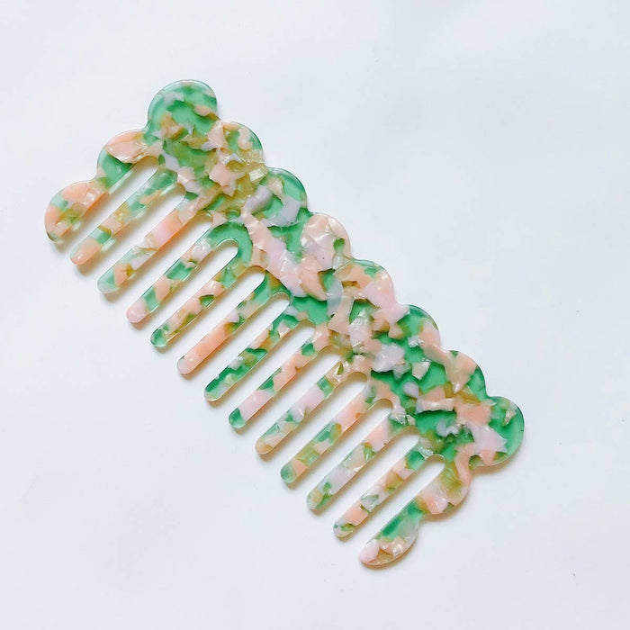 Marbled Wavy Large Tooth Comb ~ Various Colors