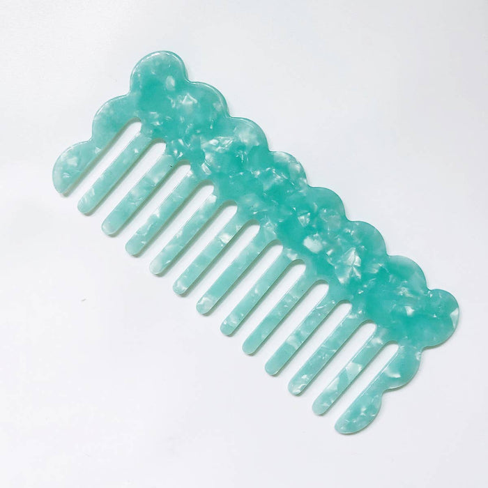 Marbled Wavy Large Tooth Comb ~ Various Colors