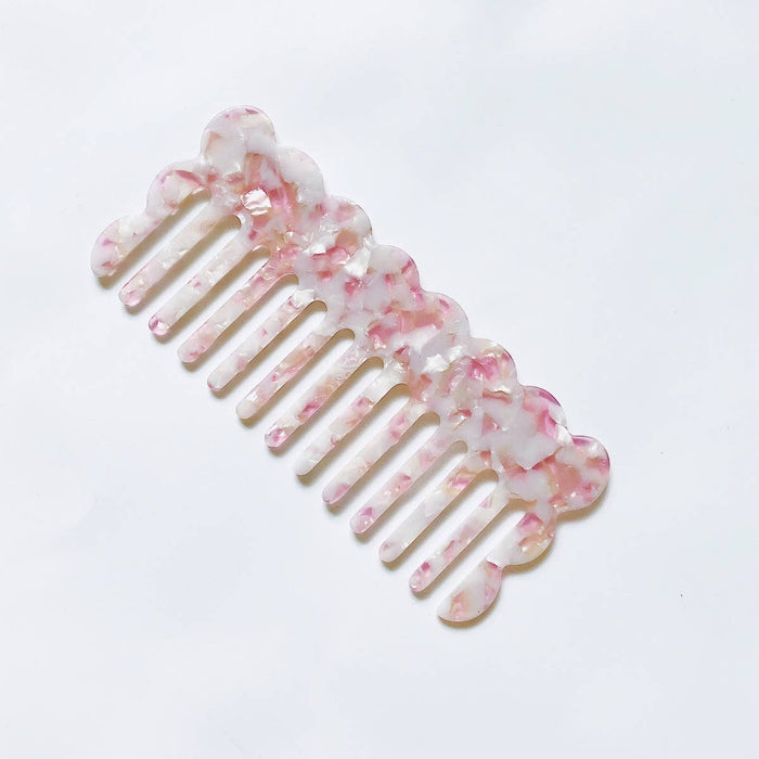 Marbled Wavy Large Tooth Comb ~ Various Colors