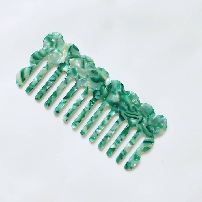 Marbled Wavy Large Tooth Comb ~ Various Colors