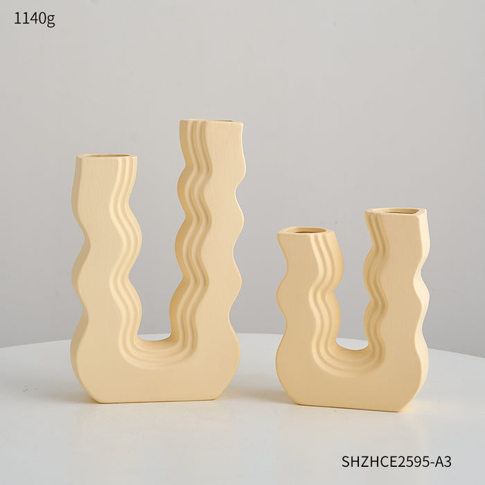 Beige yellow vase large small