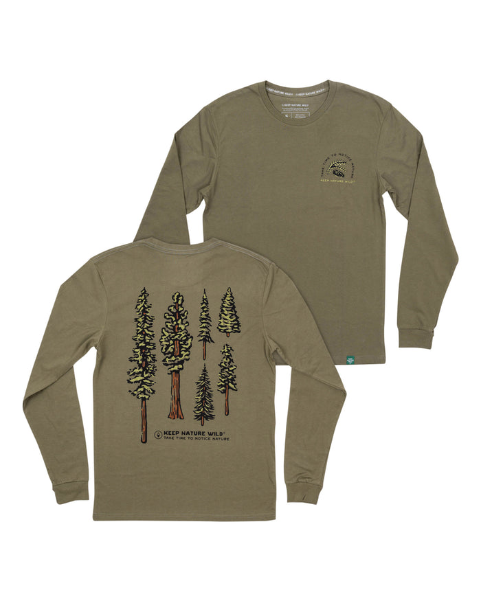 Nature Study Conifers Unisex Long Sleeve Tee | Olive