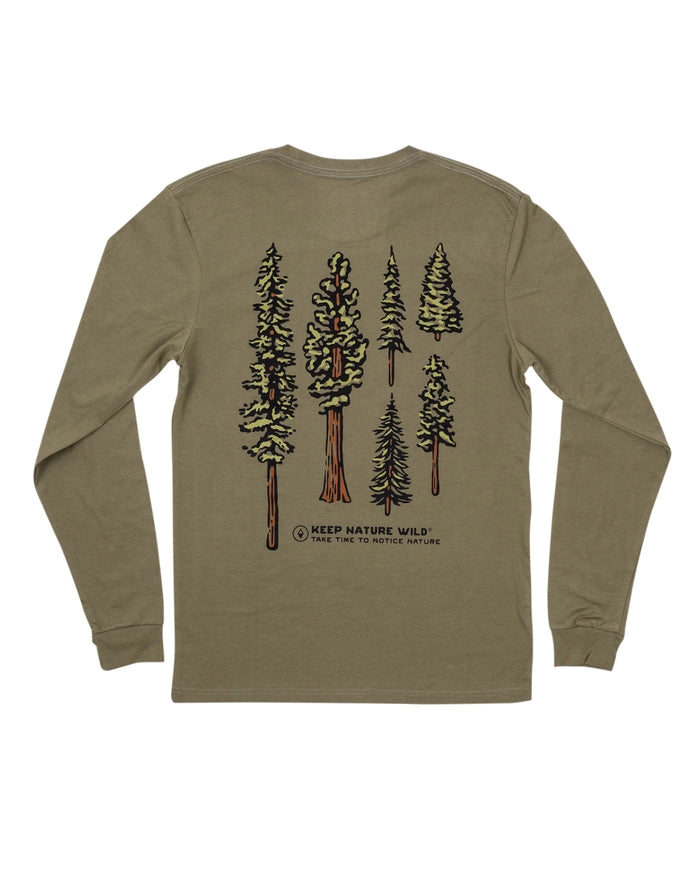 Nature Study Conifers Unisex Long Sleeve Tee | Olive
