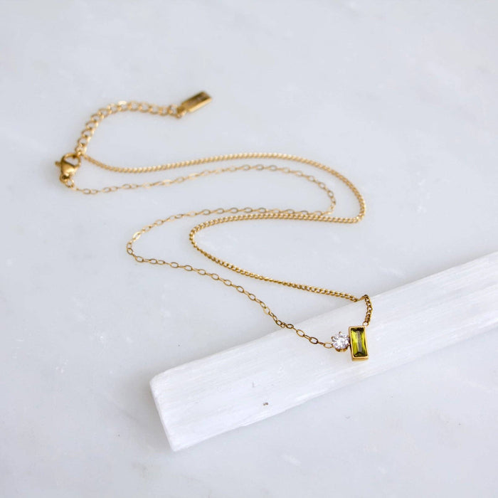 Olive Zircon Geometric Necklace