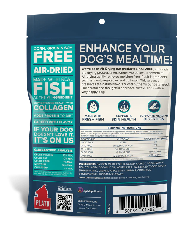 Plato Fish & Collagen Food Topper Dog Treats