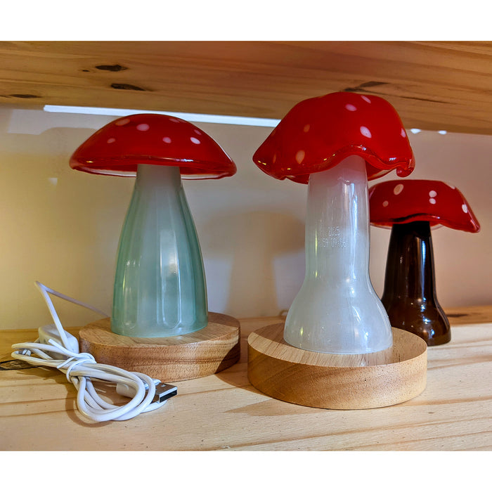 Recycled Glass Mushroom Lamp