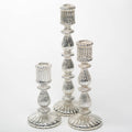 richland ribbed unique mercury glass taper candle holder set of 3