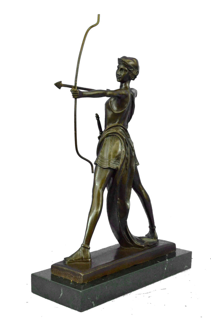 Signed 100% BRONZE DECO NUDE DIANA HUNTRESS FIGURINE FAST SHIPPING SCULPTURE NR