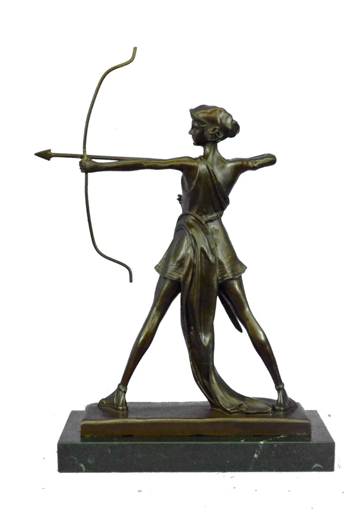 Signed 100% BRONZE DECO NUDE DIANA HUNTRESS FIGURINE FAST SHIPPING SCULPTURE NR
