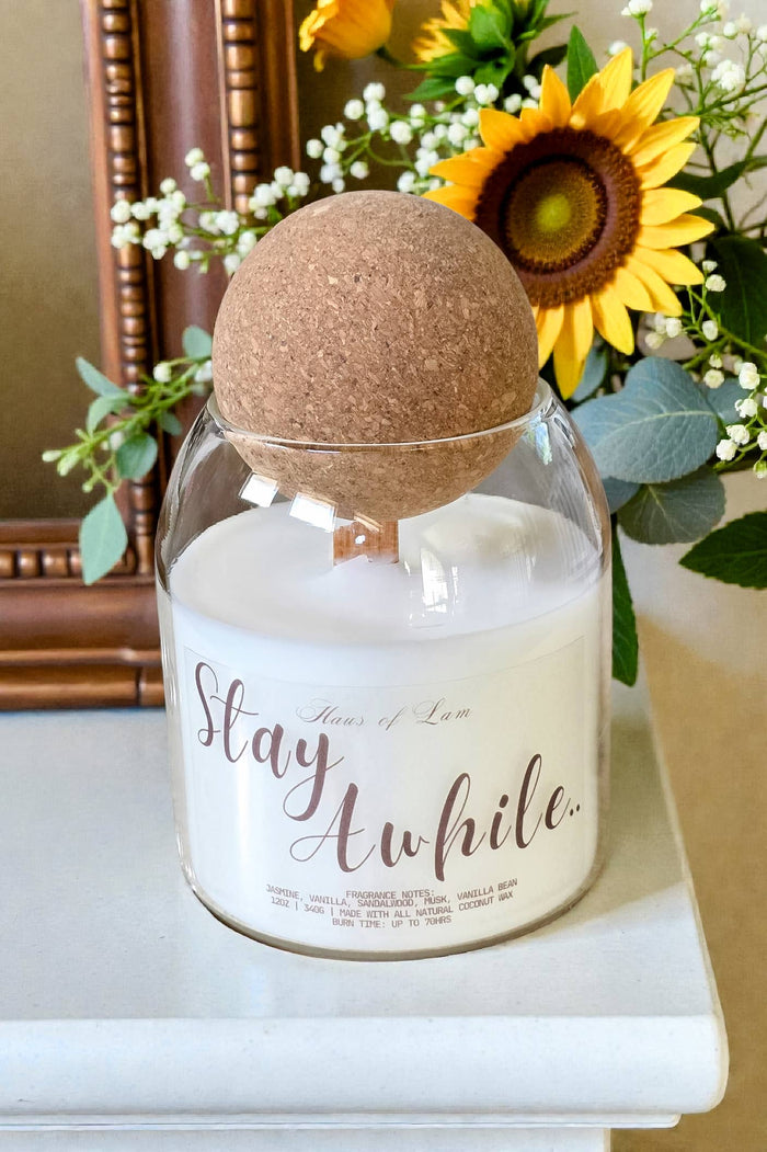 Stay Awhile Scented Candle ~ Wood Wick