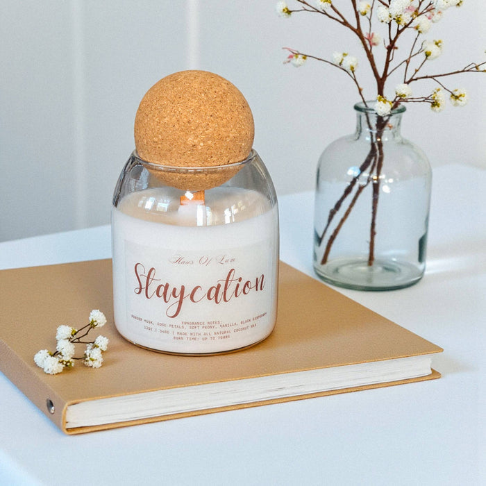Staycation Scented Candle ~ Wood Wick