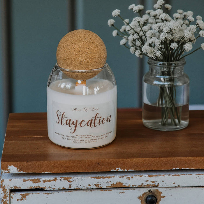 Staycation Scented Candle ~ Wood Wick