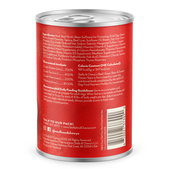 Stella & Chewy's Gourmet Beef, Green Bean & Sweet Potato Stew for Dogs