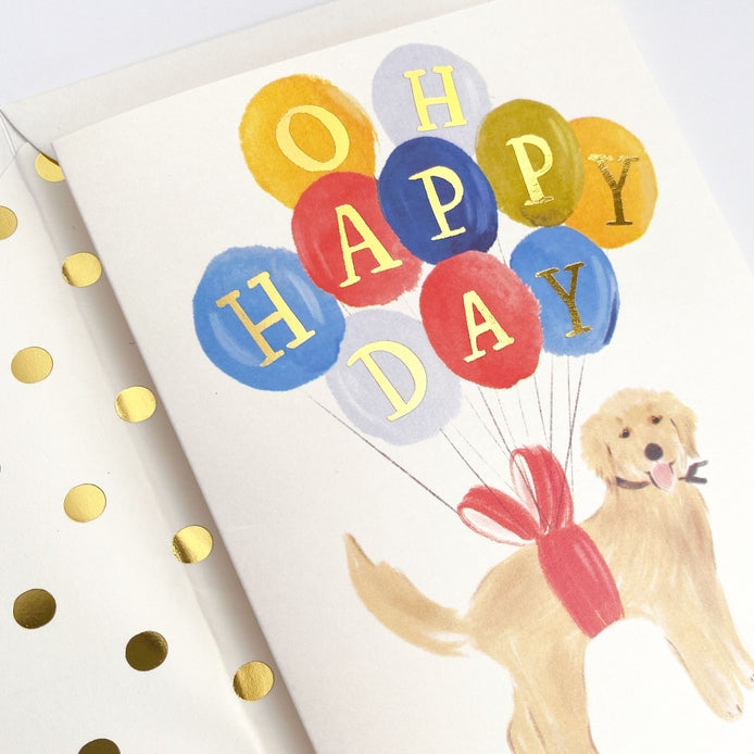 The First Snow Golden Retriever Happy Day Card