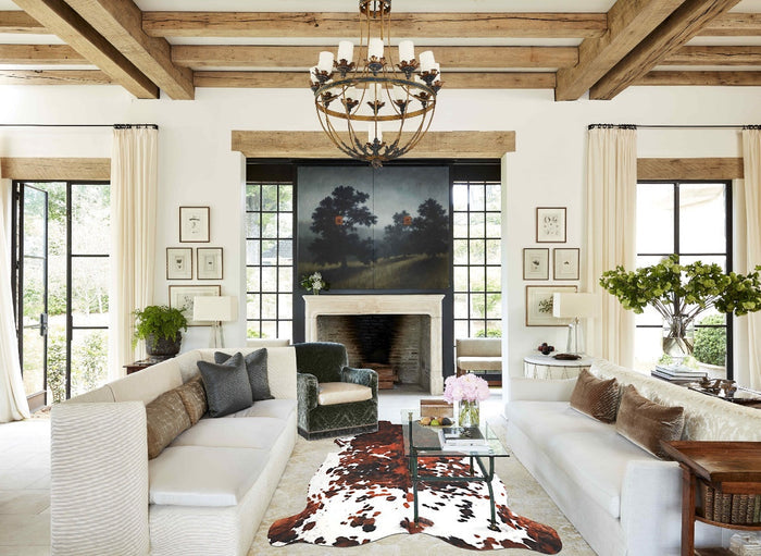 Tricolor X-Large European Cowhide Rug 7'5"H x 6'7"W #A26655 by Hudson Hides