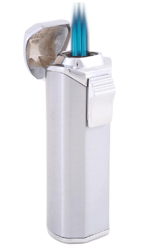 Trio Triple Torch Cigar Lighter - Satin Silver