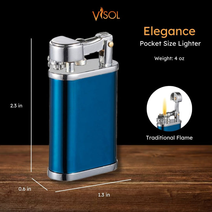Visol Elegance Blue Soft Flame Flint Lighter