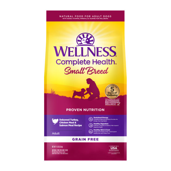 Wellness Complete Health Grain Free Small Breed Deboned Turkey, Chicken Meal and Salmon Meal Recipe Dry Dog Food