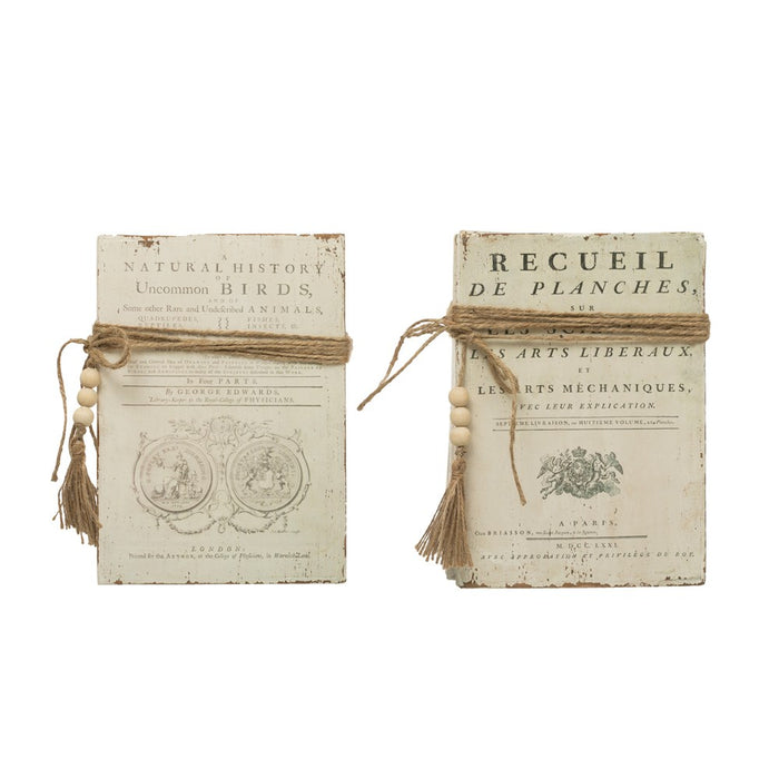 Wooden Block Books with Jute Tie ~ 2 Styles