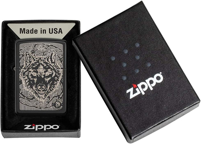 Zippo Anne Stokes Wolf High Polish Black 49443
