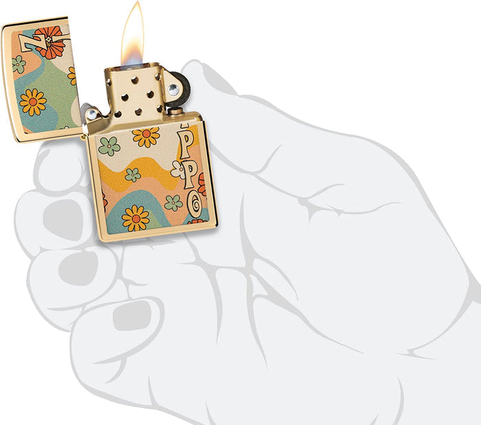 Zippo Flower Power Design High Polish Brass 48503