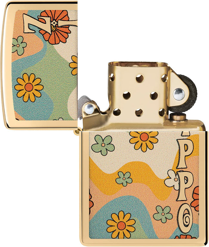 Zippo Flower Power Design High Polish Brass 48503