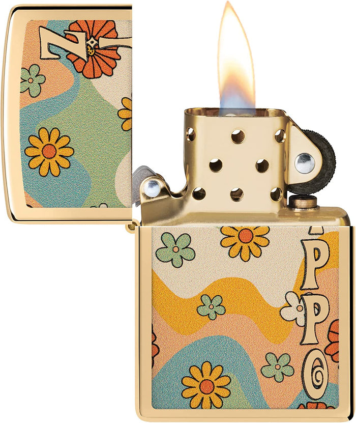 Zippo Flower Power Design High Polish Brass 48503