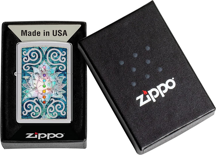 Zippo Fusion Lotus Flower Design High Polish Chrome 48592
