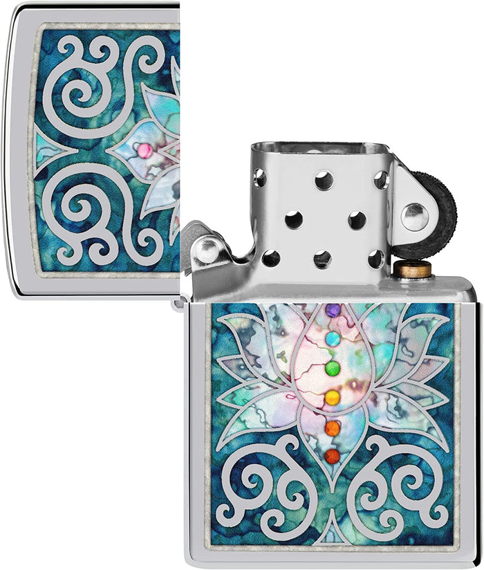 Zippo Fusion Lotus Flower Design High Polish Chrome 48592