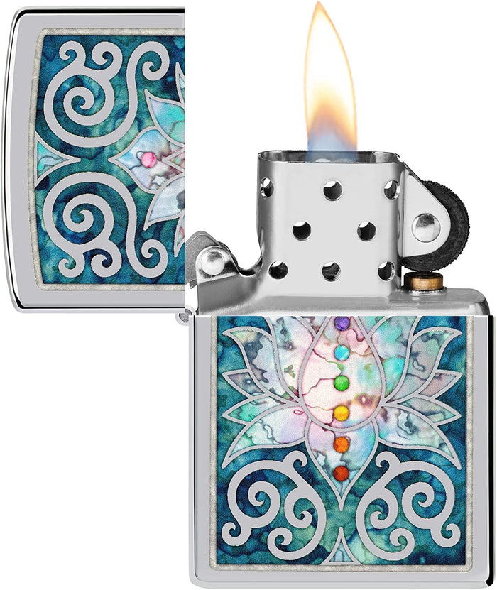 Zippo Fusion Lotus Flower Design High Polish Chrome 48592