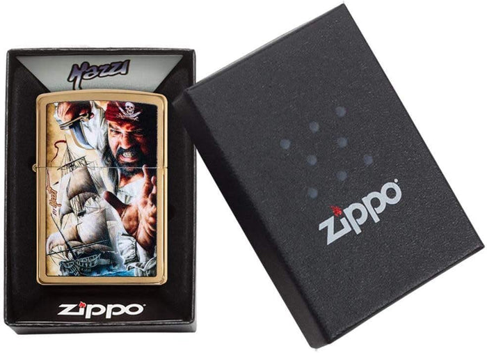 Zippo Mazzi Pirate Ship Brushed Brass 29781