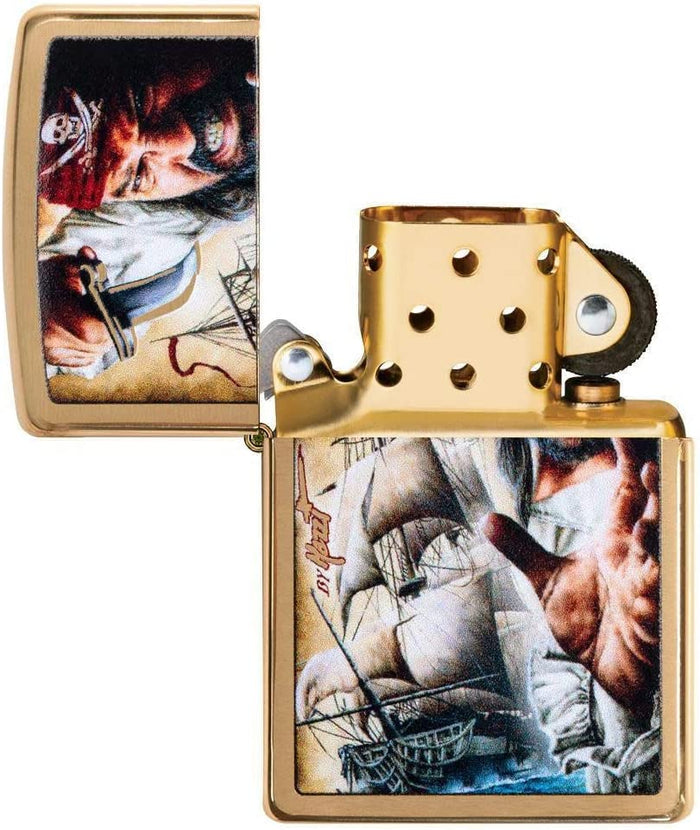 Zippo Mazzi Pirate Ship Brushed Brass 29781