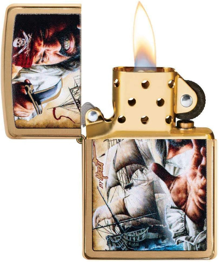 Zippo Mazzi Pirate Ship Brushed Brass 29781