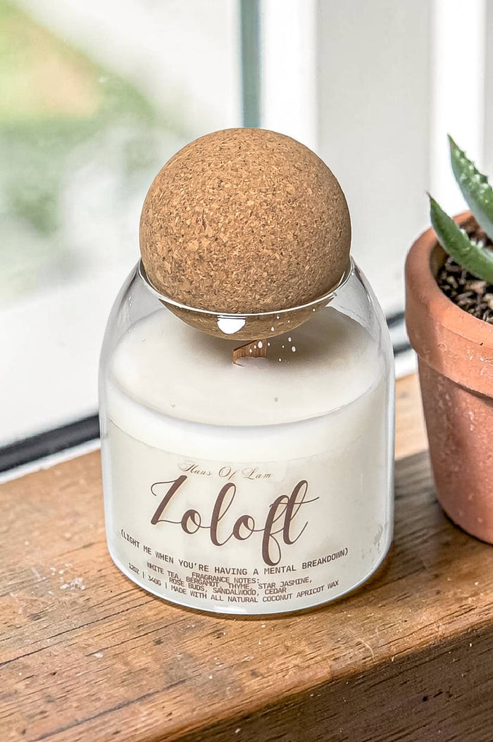 Zoloft Scented Candle ~ Wood Wick